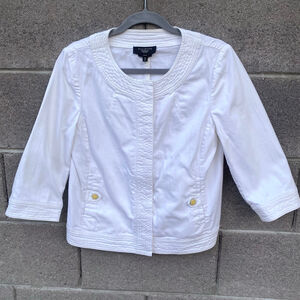 Talbots White Cotton Denim Jacket Women's 10 Petite